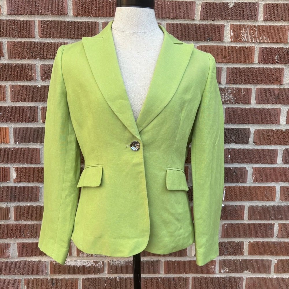 Tahari ASL RN 106409 Women’s Linen Blend one button Jacket Blazer Sz 6P